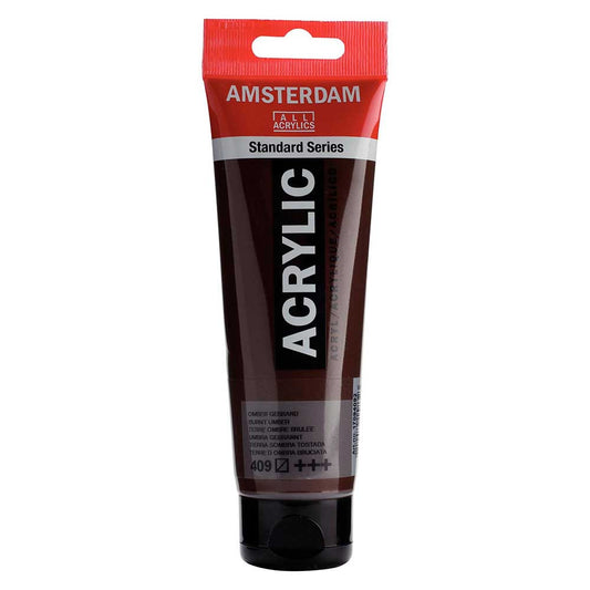 Talens Amsterdam Acrylic 120ml Burnt Umber 409 ön cephe etiketi
