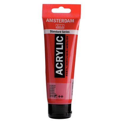 Talens Amsterdam Acrylic 120ml Carmine 318 ön cephe etiketi