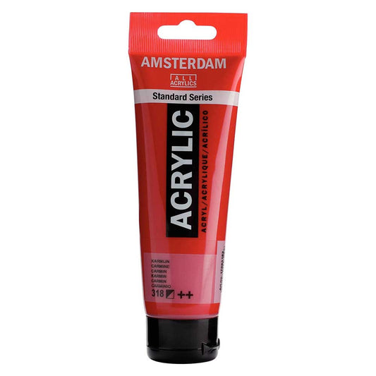 Talens Amsterdam Acrylic 120ml Carmine 318 ön cephe etiketi