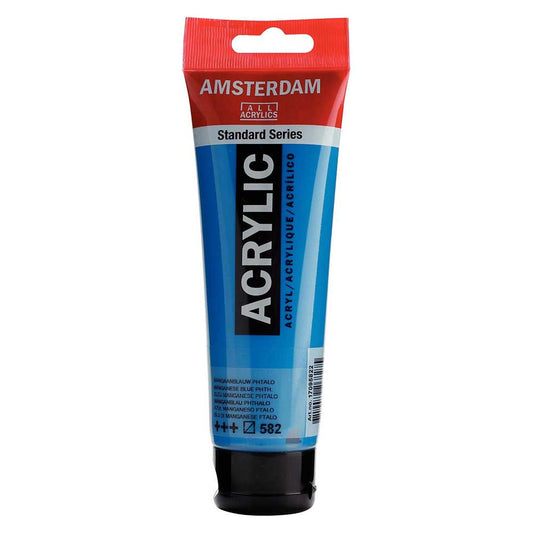 Talens Amsterdam Acrylic 120ml Manganese Blue Phthalo 582 ön cephe etiketi