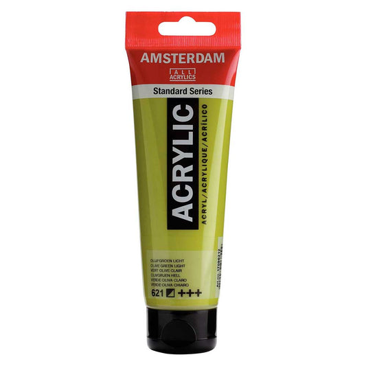 Talens Amsterdam Acrylic 120ml Olive Green Light 621 ön cephe etiketi