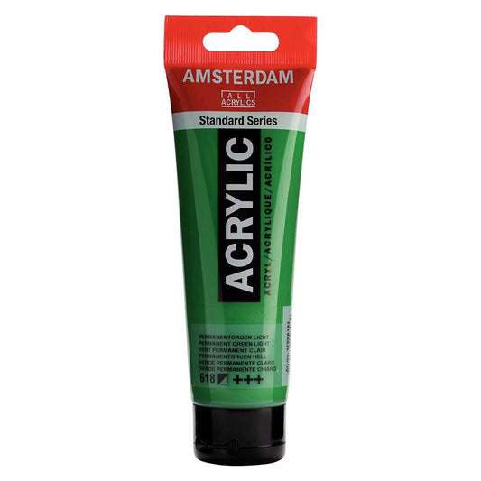 Talens Amsterdam Acrylic 120ml Permanent Green Light 618 ön cephe etiketi
