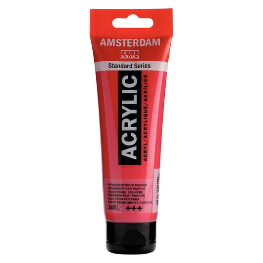 Talens Amsterdam Acrylic 120ml Permanent Red Purple 348 ön cephe etiketi