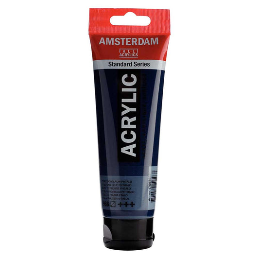 Talens Amsterdam Acrylic 120ml Prussian Blue (Phthalo) 566 ön cephe etiketi