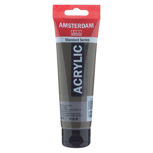 Talens Amsterdam Acrylic 120ml Raw Umber 408 ön cephe etiketi