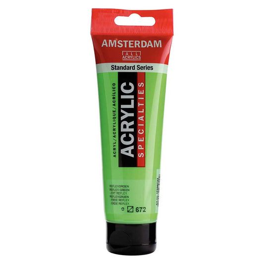 Talens Amsterdam Acrylic 120ml Reflex Green 672 S.2 ön cephe etiketi