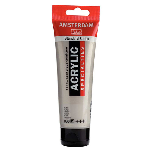 Talens Amsterdam Acrylic 120ml Silver 800 S.2 ön cephe etiketi