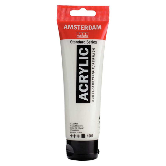 Talens Amsterdam Acrylic 120ml Titanium White 105 ön cephe etiketi