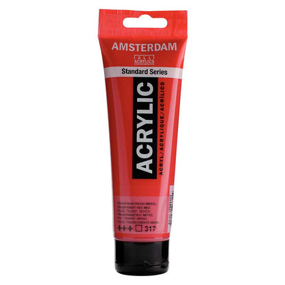 Talens Amsterdam Acrylic 120ml Transparent Red Medium 317 ön cephe etiketi