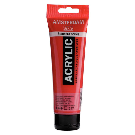 Talens Amsterdam Acrylic 120ml Transparent Red Medium 317 ön cephe etiketi