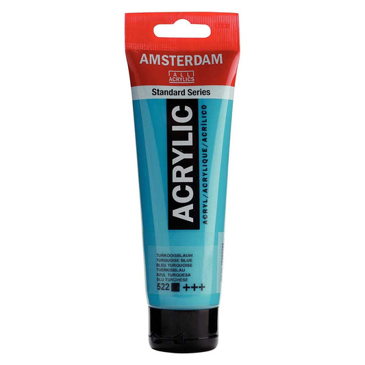 Talens Amsterdam Acrylic 120ml Turquoise Blue 522 ön cephe etiketi