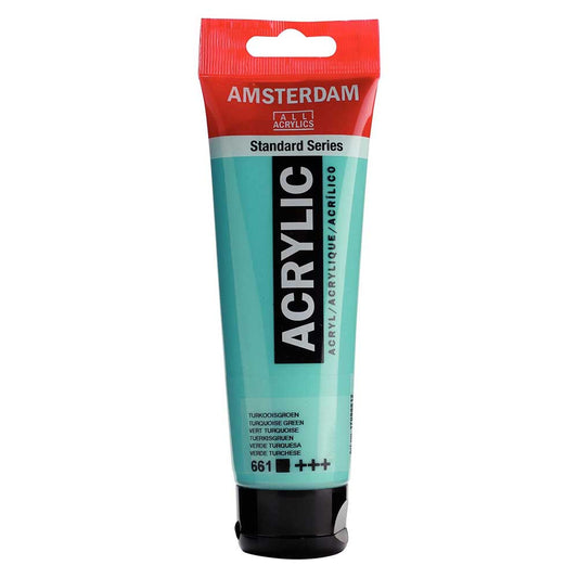 Talens Amsterdam Acrylic 120ml Turquoise Green 661 ön cephe etiketi