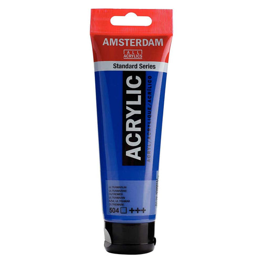 Talens Amsterdam Acrylic 120ml Ultramarine 504 ön cephe etiketi