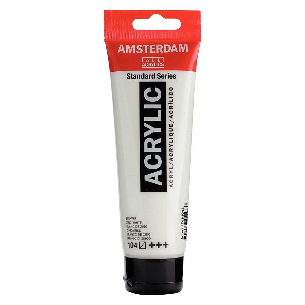 Talens Amsterdam Acrylic 120ml Zinc White 104 ön cephe etiketi