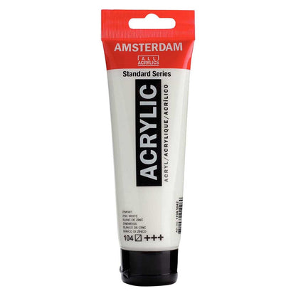 Talens Amsterdam Acrylic 120ml Zinc White 104 ön cephe etiketi