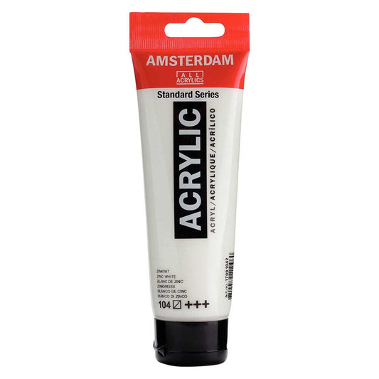Talens Amsterdam Acrylic 120ml Zinc White 104 ön cephe etiketi