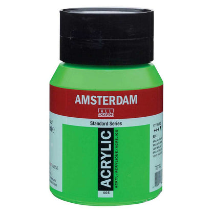 Talens Amsterdam Acrylic 500ml Brilliant Green 605 ön cephe etiketi