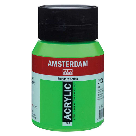 Talens Amsterdam Acrylic 500ml Brilliant Green 605 ön cephe etiketi
