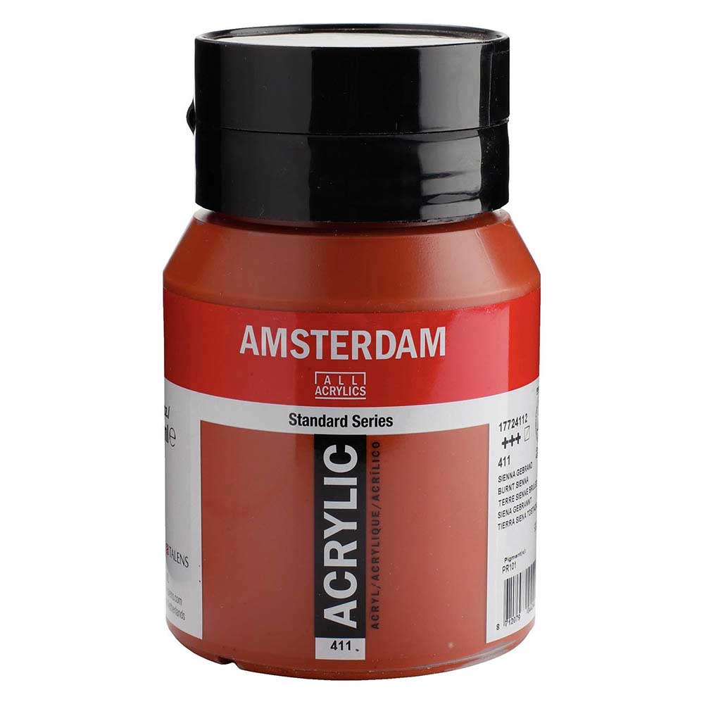 Talens Amsterdam Acrylic 500ml Burnt Sienna 411 ön cephe etiketi