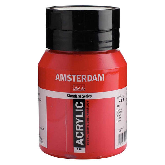 Talens Amsterdam Acrylic 500ml Carmine 318 ön cephe etiketi