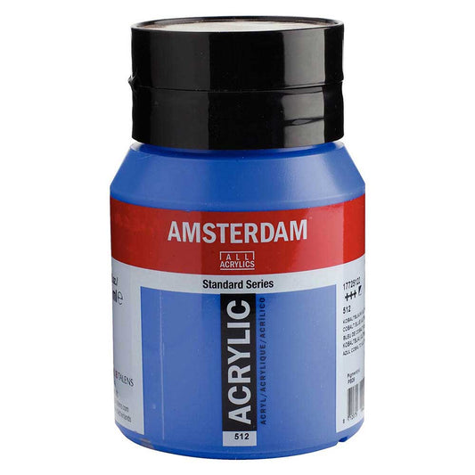 Talens Amsterdam Acrylic 500ml Cobalt Blue Ultramarine 512 ön cephe etiketi