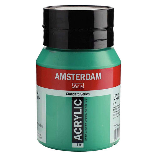 Talens Amsterdam Acrylic 500ml Emerald Green 615 ön cephe etiketi