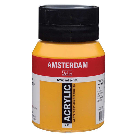 Talens Amsterdam Acrylic 500ml Gold Ochre 231 ön cephe etiketi