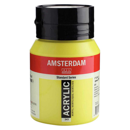 Talens Amsterdam Acrylic 500ml Greenish Yellow 243 ön cephe etiketi