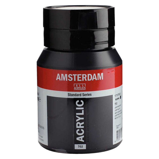 Talens Amsterdam Acrylic 500ml Lamp Black 702 ön cephe etiketi