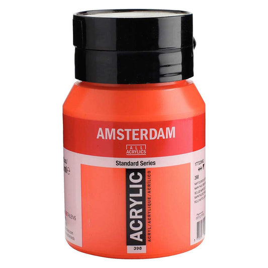 Talens Amsterdam Acrylic 500ml Naphthol Red Light 398 ön cephe etiketi