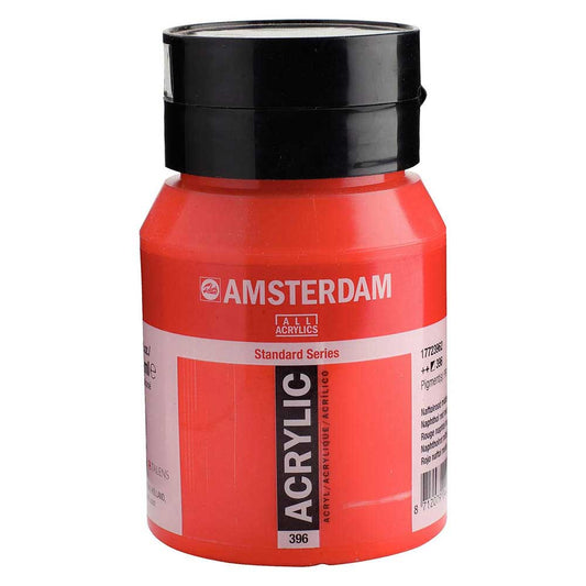 Talens Amsterdam Acrylic 500ml Naphthol Red Medium 396 ön cephe etiketi