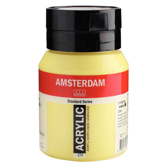 Talens Amsterdam Acrylic 500ml Nickel Titanium Yellow 274 ön cephe etiketi