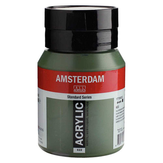 Talens Amsterdam Acrylic 500ml Olive Green Deep 622 ön cephe etiketi