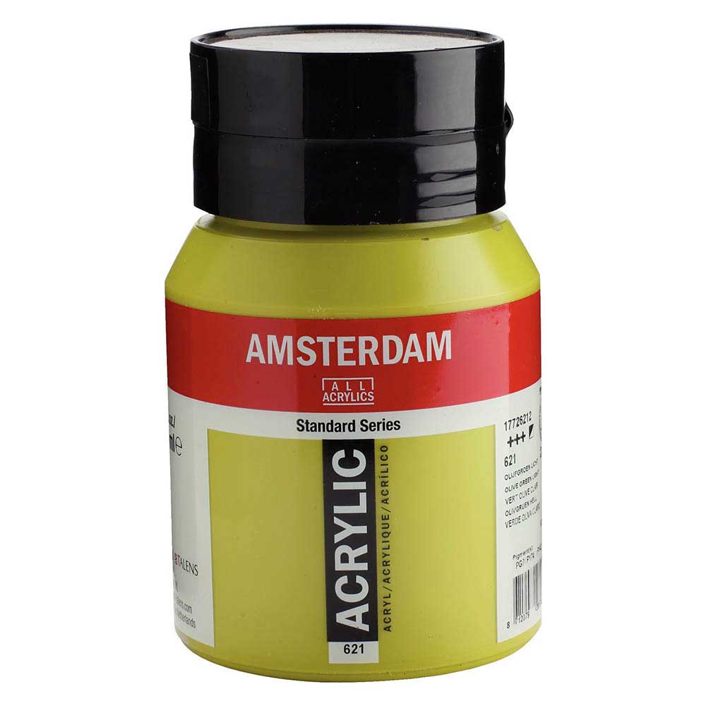 Talens Amsterdam Acrylic 500ml Olive Green Light 621 ön cephe etiketi