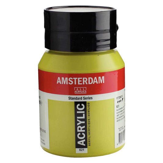 Talens Amsterdam Acrylic 500ml Olive Green Light 621 ön cephe etiketi