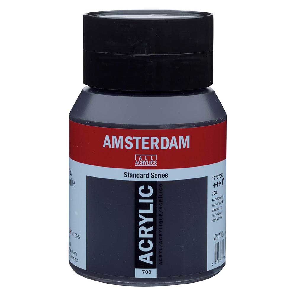 Talens Amsterdam Acrylic 500ml Paynes Grey 708 ön cephe etiketi