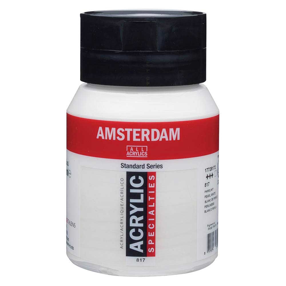Talens Amsterdam Acrylic 500ml Pearl White 817 S.2 ön cephe etiketi
