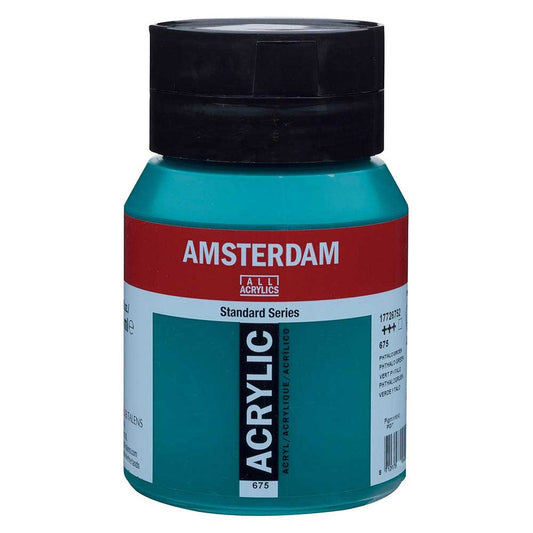 Talens Amsterdam Acrylic 500ml Phthalo Green 675 ön cephe etiketi