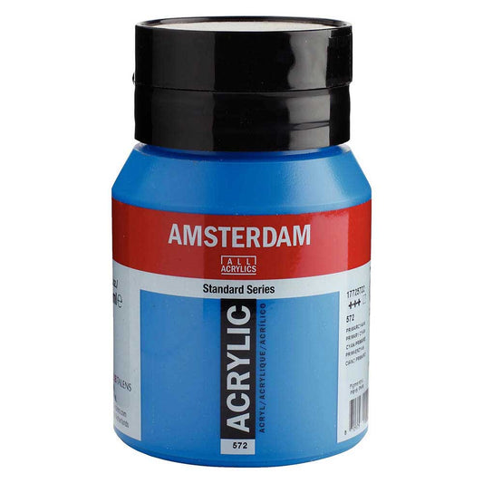 Talens Amsterdam Acrylic 500ml Primary Cyan 572 ön cephe etiketi