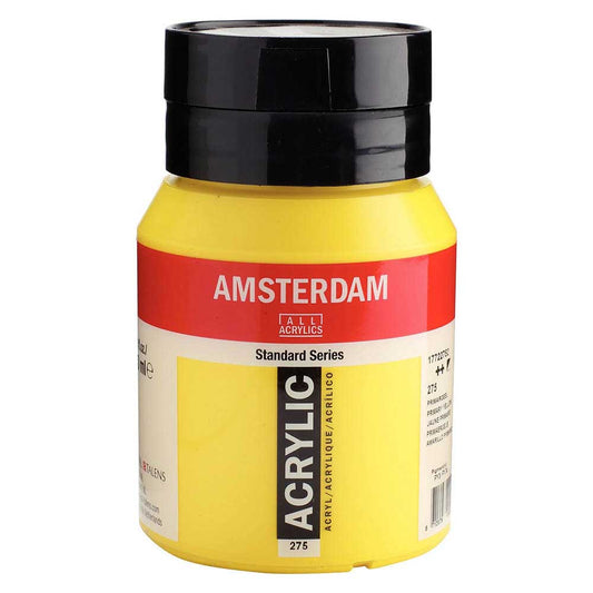 Talens Amsterdam Acrylic 500ml Primary Yellow 275 ön cephe etiketi