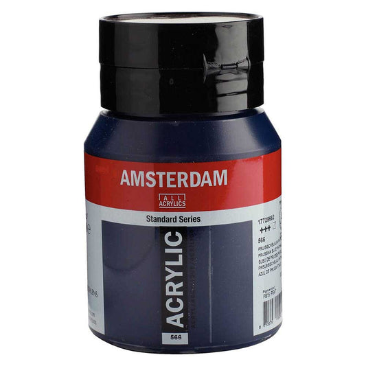 Talens Amsterdam Acrylic 500ml Prussian Blue (Phthalo) 566 ön cephe etiketi