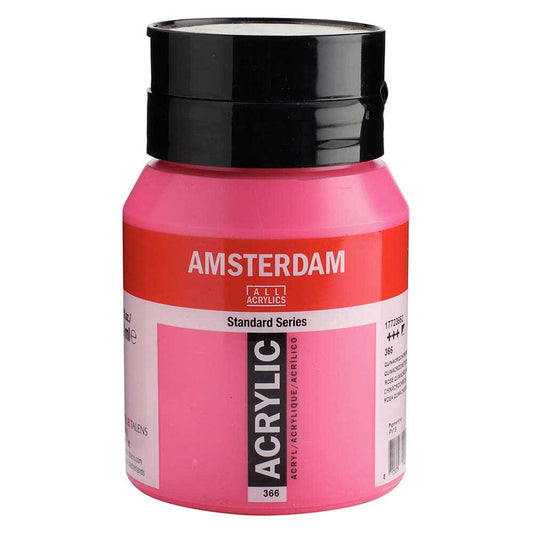 Talens Amsterdam Acrylic 500ml Quinacridone Rose 366 ön cephe etiketi
