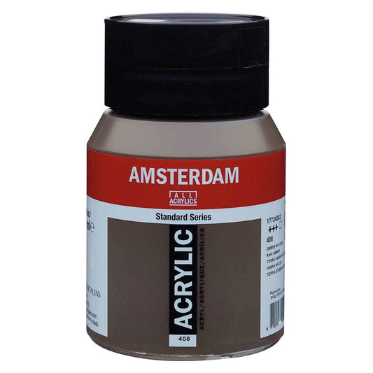 Talens Amsterdam Acrylic 500ml Raw Umber 408 ön cephe etiketi