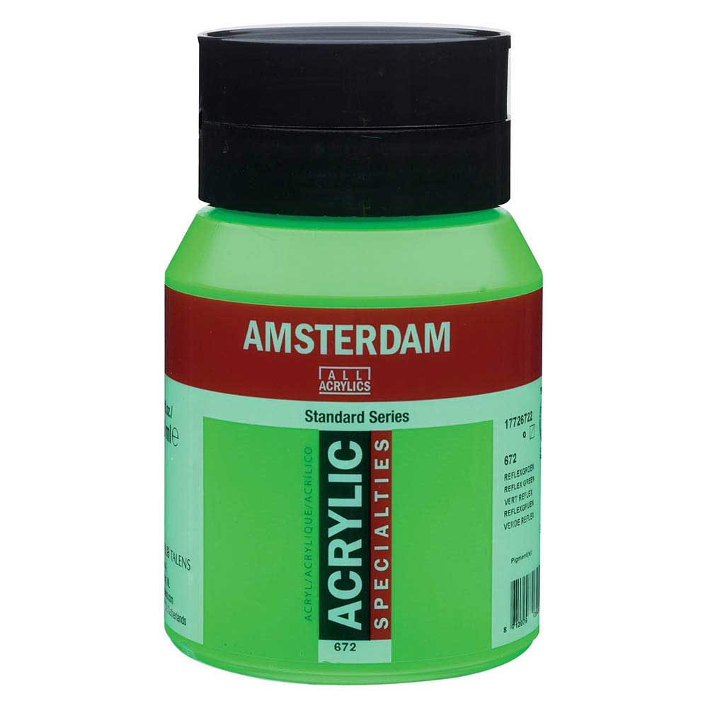Talens Amsterdam Acrylic 500ml Reflex Green 672 S.2 ön cephe etiketi