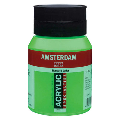 Talens Amsterdam Acrylic 500ml Reflex Green 672 S.2 ön cephe etiketi