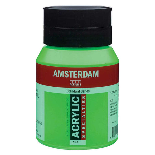 Talens Amsterdam Acrylic 500ml Reflex Green 672 S.2 ön cephe etiketi