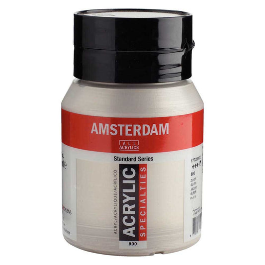 Talens Amsterdam Acrylic 500ml Silver 800 S.2 ön cephe etiketi