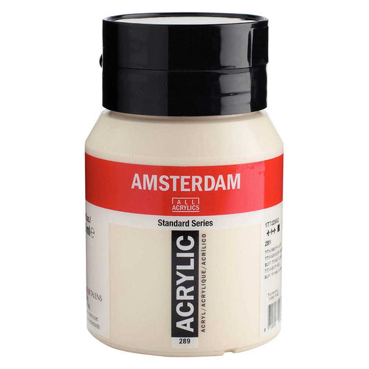 Talens Amsterdam Acrylic 500ml Titanium Buff Light 289 ön cephe etiketi