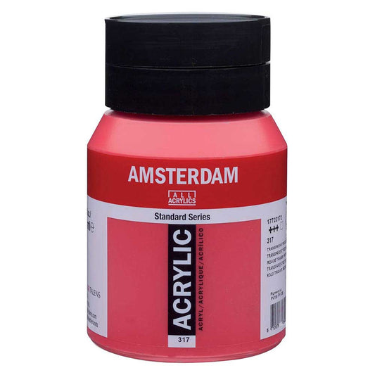 Talens Amsterdam Acrylic 500ml Transparant Red Medium 317 ön cephe etiketi