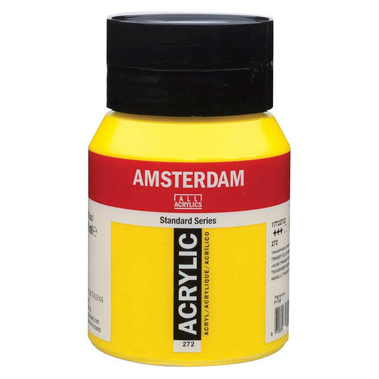 Talens Amsterdam Acrylic 500ml Transparant Yellow Medium 272 ön cephe etiketi